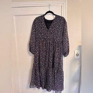 Madewell navy tie waist midi dress